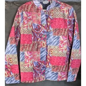 Breckenridge Womens L Quilted Patchwork Paisley Jacket Cotton Lined Boho Artsy